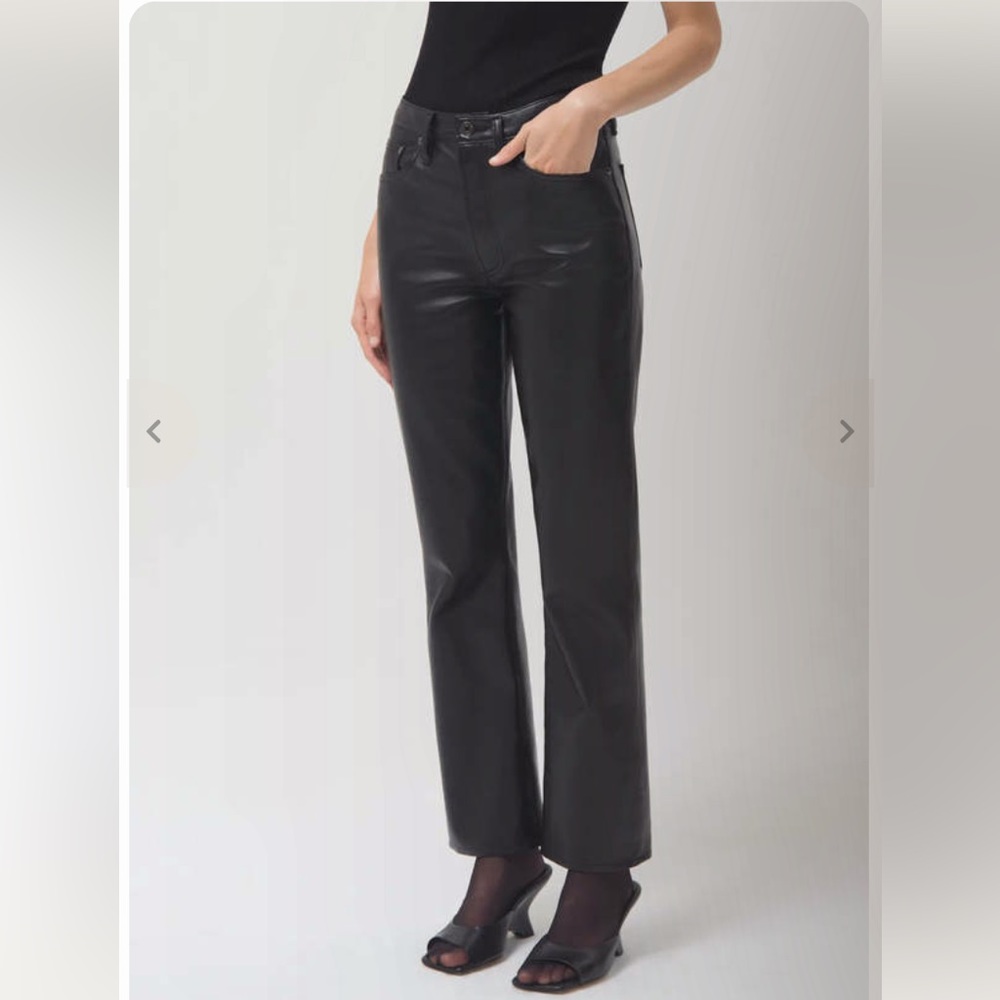 NWT AGOLDE Recycled Leather Mid Rise Relaxed fit Boot Cut Bootcut Pants Trousers - Picture 11 of 16